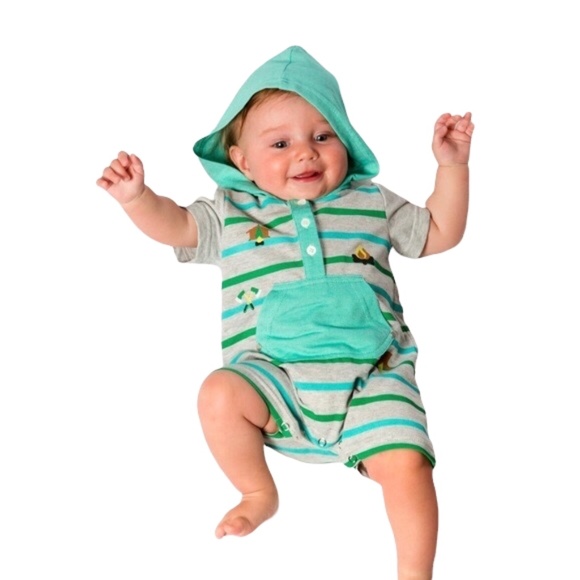 deux par deux Baby Boy Hooded Romper 12M - Picture 1 of 6
